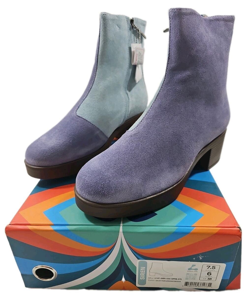 Lazo~Woman Size 7.5~"Siren" Two-Tone Lavender & Light Blue Suede Ankle Boots NWB